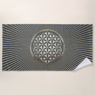 Flower of life metallic embossed beach towel