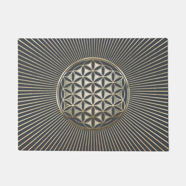 Flower of life metallic embossed doormat (Front)