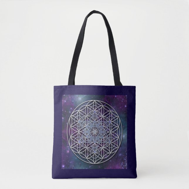 Flower Of Life - Metatron cube universe Tote Bag (Front)