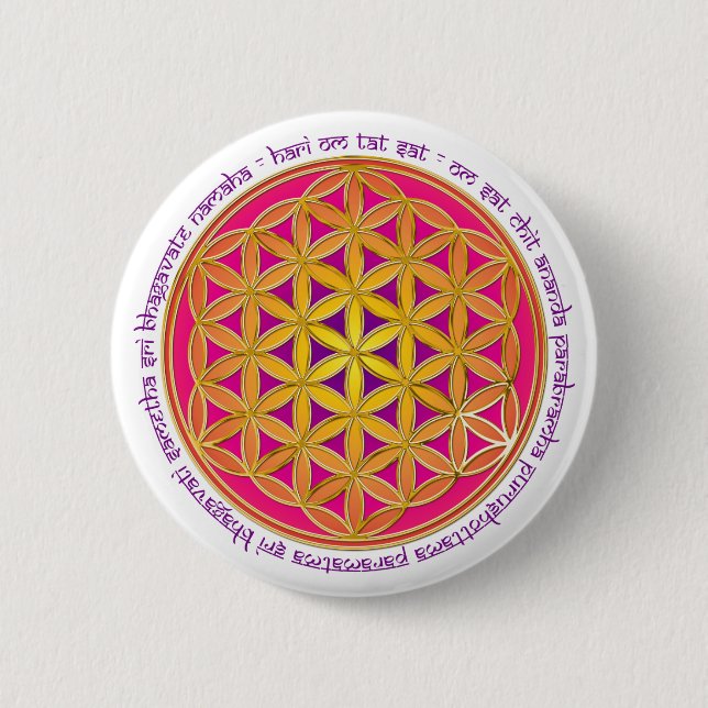 Flower Of Life / Moola Mantra 2 Inch Round Button (Front)