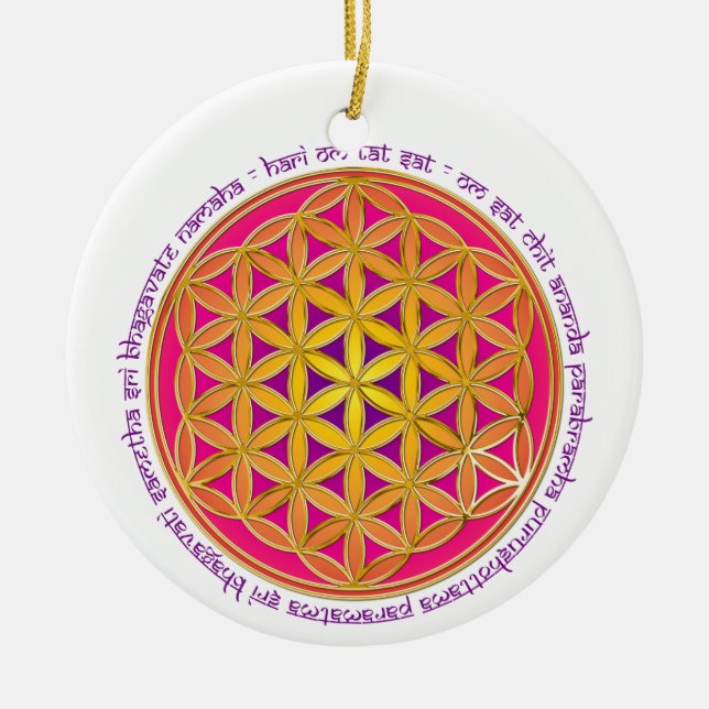 Flower Of Life / Moola Mantra Ceramic Ornament (Front)
