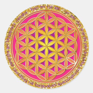 Flower Of Life / Moola Mantra   gold splatter Classic Round Sticker