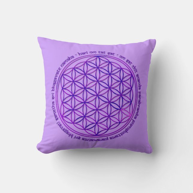 Flower Of Life - Moola Mantra - violet Throw Pillow (Front)