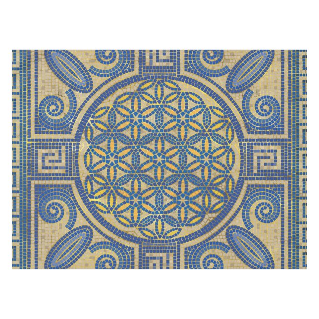 Flower of Life Mosaic Tile Ornament N1 Tablecloth (Front (Horizontal))