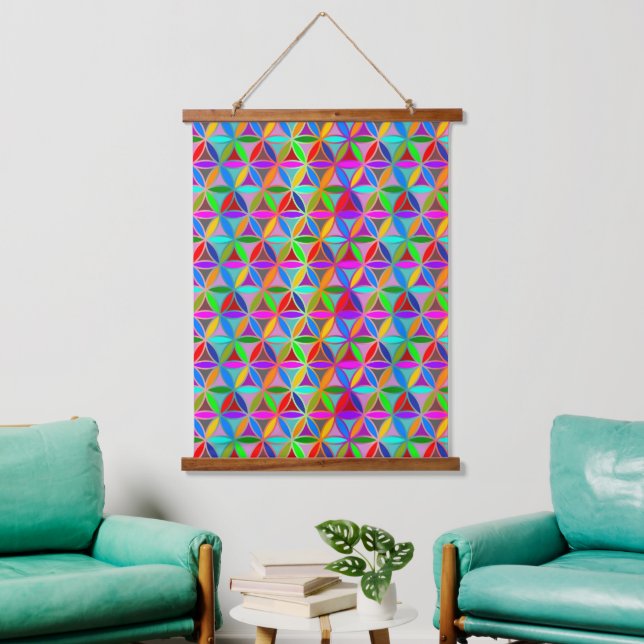 FLOWER OF LIFE - multi coloured gradients pattern Hanging Tapestry (Living Room)
