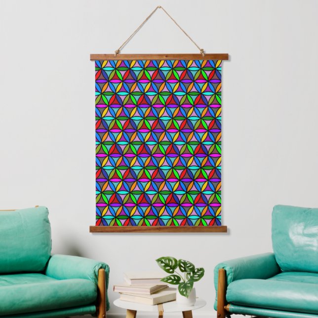 FLOWER OF LIFE - multi coloured gradients pattern  Hanging Tapestry (Living Room)