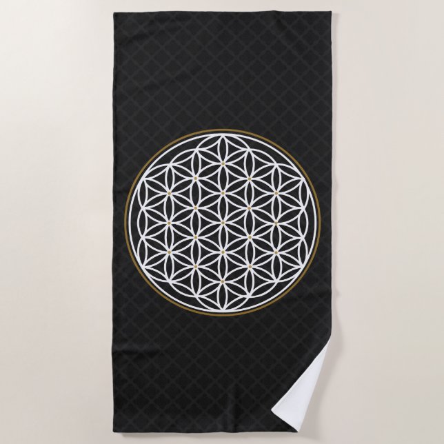 FLOWER OF LIFE MYSTICAL SYMBOL BEACH TOWEL (Front)