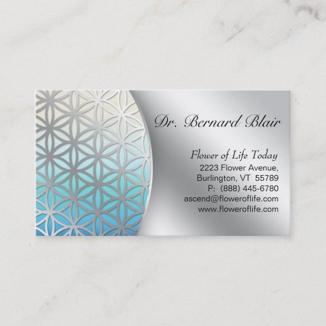 Flower of Life Nature Business Card Silver (Front)