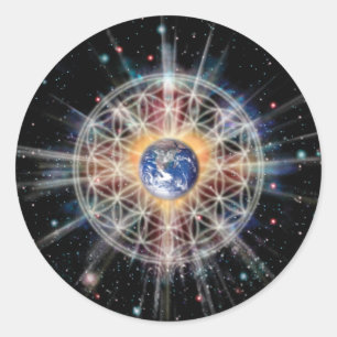 Flower of Life on Earth Classic Round Sticker