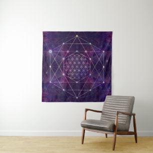 Flower of Life on Nebula - sky Tapestry