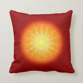 flower of life on sun mandala throw pillow