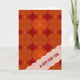 FLOWER OF LIFE - orange red pattern Card