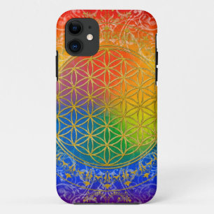 Flower of Life - Ornament Rainbow gold iPhone 11 Case