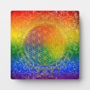 Flower of Life - Ornament Rainbow gold Plaque