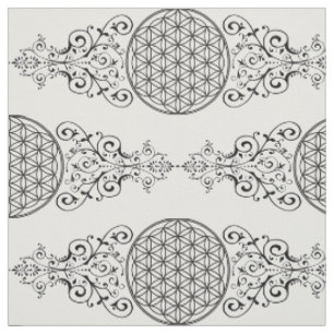 Flower Of Life - ornaments black I Fabric
