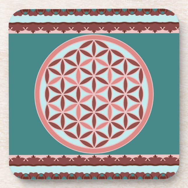 "Flower of Life – Pastel & Earthy Harmony" Coaster (Front)