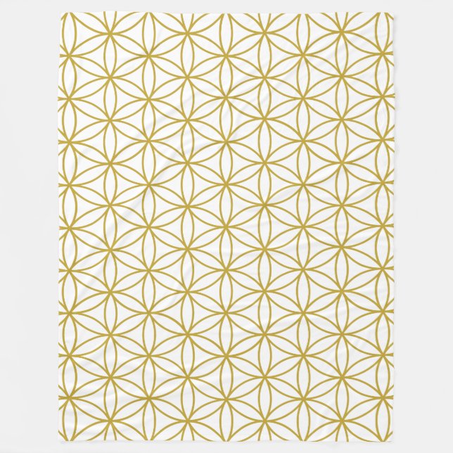 Flower of Life Pattern Gold Fleece Blanket (Front)