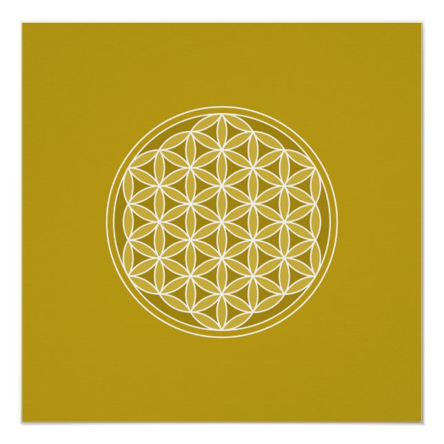 Flower of Life Pattern – Golds & White Poster (Front)