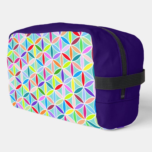Flower of Life Pattern – Multicoloured Dopp Kit (Left Corner)