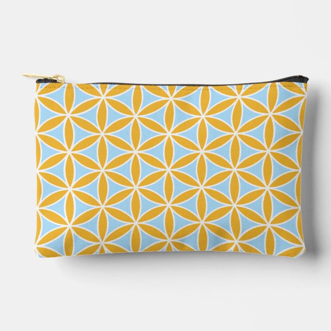 Flower of Life Pattern Orange White & Blue Accessory Pouch (Front)