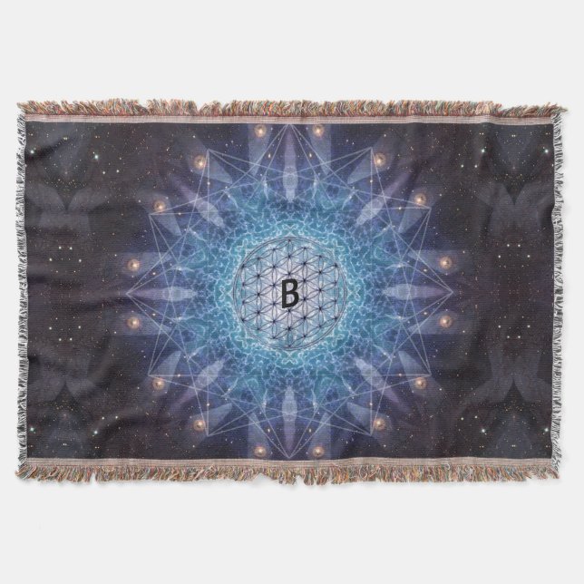 Flower of Life / Personalized Spiritual Gift Throw Blanket (Front)