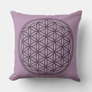 Flower Of Life - plain black + your background Throw Pillow