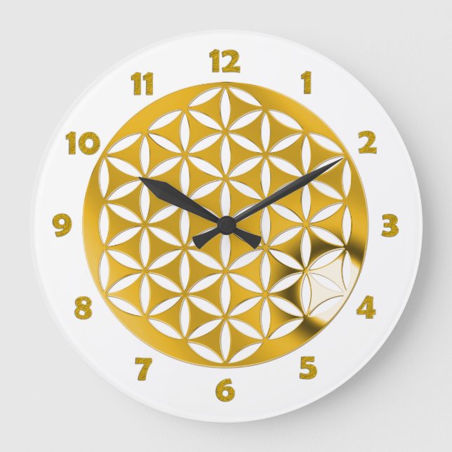 FLOWER OF LIFE  punched  gold + clock face numbers (Front)