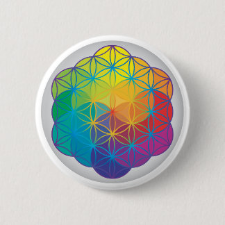 Flower of Life Rainbow Colours Harmony Energy 2 Inch Round Button