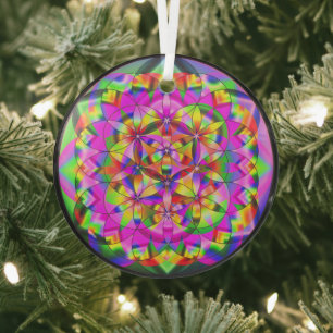 Flower of Life rainbow Glass Ornament