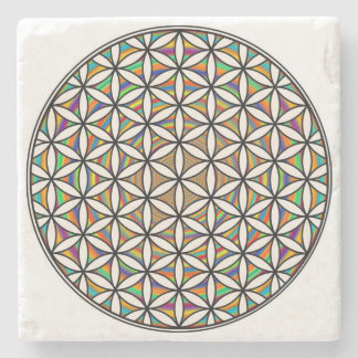 Flower of life rainbow stone coaster
