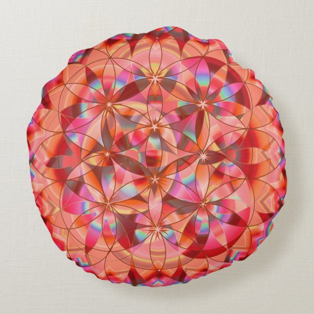 Flower of Life~Red round pillow (Back)