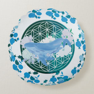 Flower of life round pillow