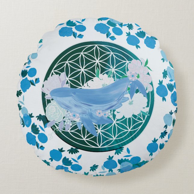 Flower of life round pillow (Front)