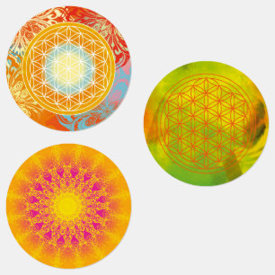 flower of life, sacred geometric,mandala,zen label