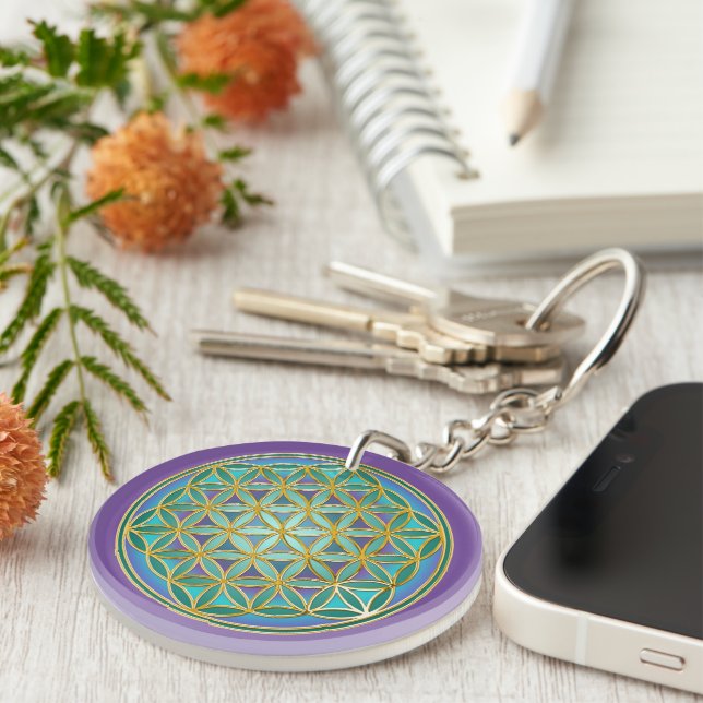 FLOWER OF LIFE - Sacred Geometrie Design 1 Keychain (Front Right)