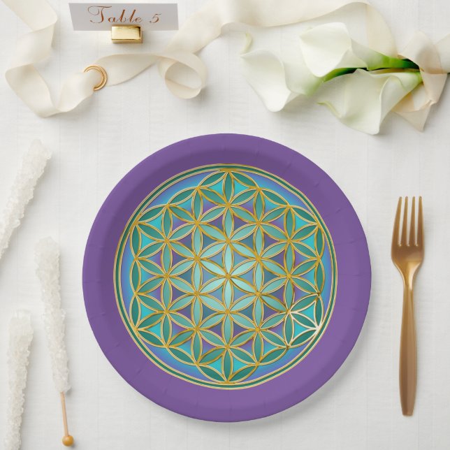 FLOWER OF LIFE - Sacred Geometrie Design 1 Paper Plate (Wedding)