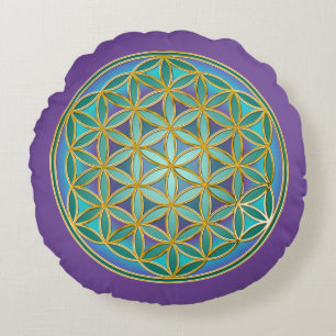 FLOWER OF LIFE - Sacred Geometrie Design 1 Round Pillow