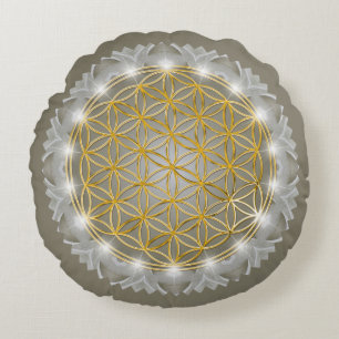 FLOWER OF LIFE - Sacred Geometrie Light 1 Round Pillow