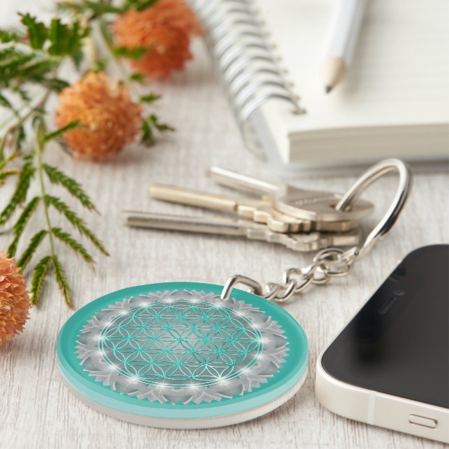 FLOWER OF LIFE - Sacred Geometrie Light 2 Keychain (Front Right)
