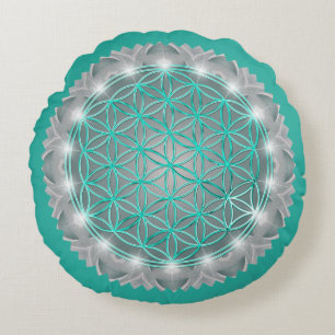FLOWER OF LIFE - Sacred Geometrie Light 2 Round Pillow