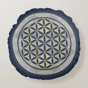 FLOWER OF LIFE - Sacred Geometrie Symbol Art 1 Round Pillow