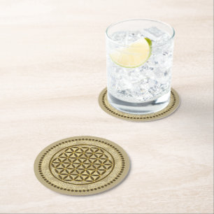 FLOWER OF LIFE - Sacred Geometrie Symbol Art 2 Round Paper Coaster