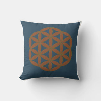 Flower of Life Sacred Geometry Blue Throw Pillow
