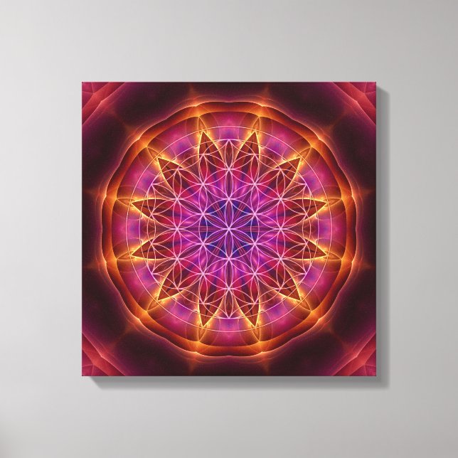 "flower of life", "sacred geometry", mandala, cont canvas print (Front)