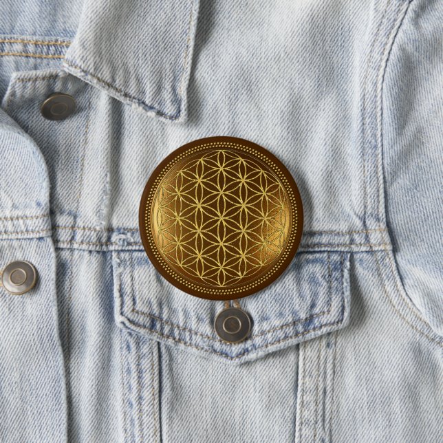 FLOWER OF LIFE - Sacred Geometry Medaillon 1 3 Inch Round Button (In Situ)