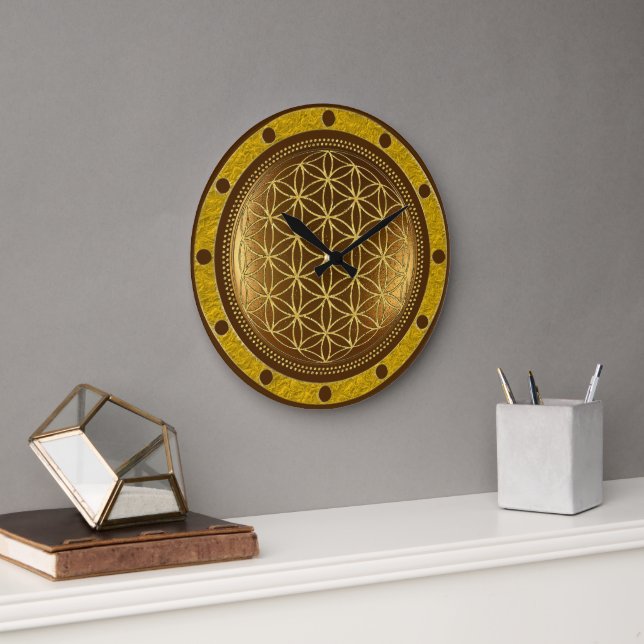 FLOWER OF LIFE - Sacred Geometry Medaillon 1 Large Clock (Office)