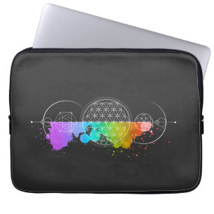 Flower of life - Sacred geometry - Moon - Chakra Laptop Sleeve
