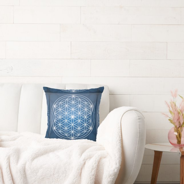 flower of life sacred geometry shapes seed of life throw pillow (Couch)