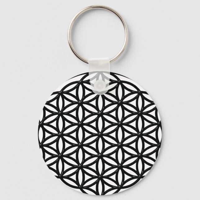 Flower of Life Sacred Geometry Symbol (black) Keychain (Front)