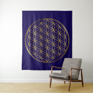 FLOWER OF LIFE - Sacred Geometry Symbol gold 2 Tapestry